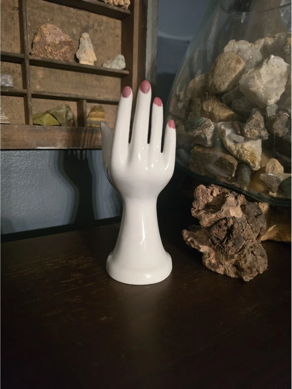 Small White Hand Ring Holder Bud Vase Propagations Plants Jewelry Holder